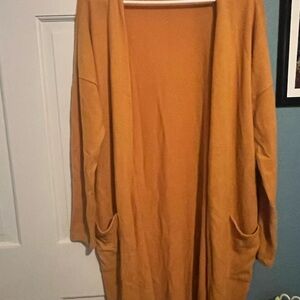 Women's Tan Open-Front Sweater/cardian